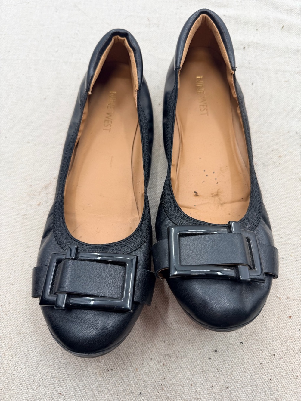 Nine West Black Buckle Ballet Flats